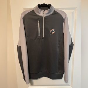 Men’s Miami Dolphins Antigua Team Logo Throwback Team Quarter-Zip Pullover Top